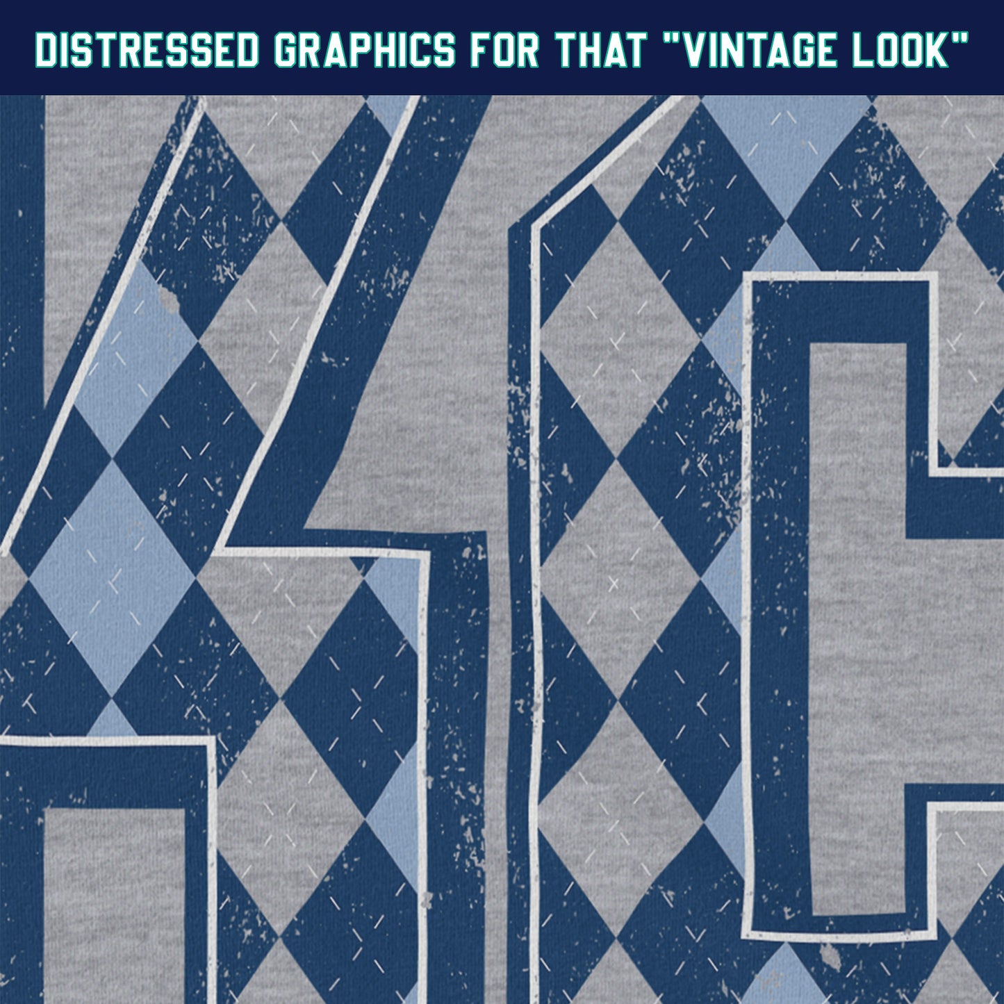 closeup details of distressed graphics