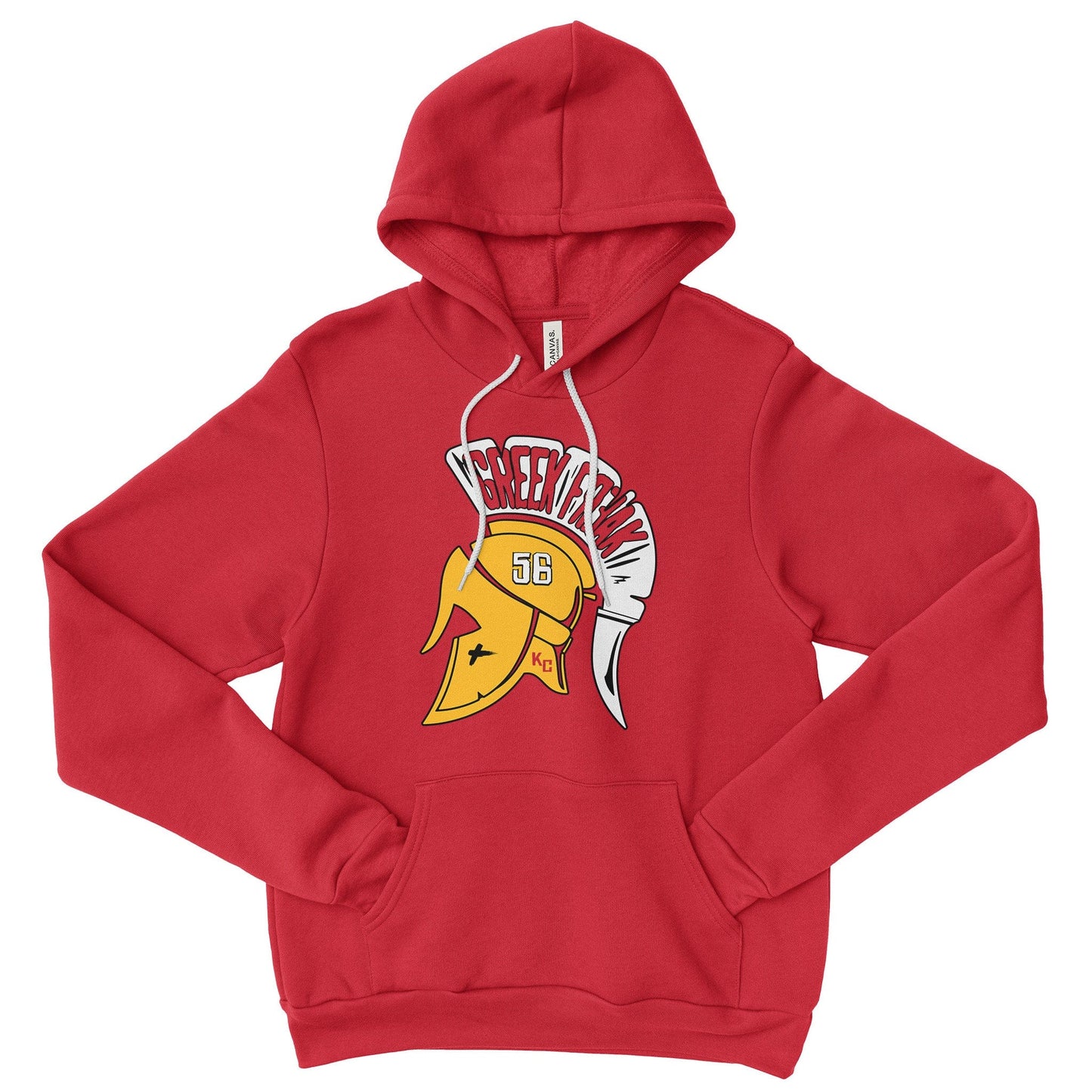 KC Swag | Kansas City Chiefs white/gold GREAT FREAK 56 on red sponge-fleece pullover hoodie