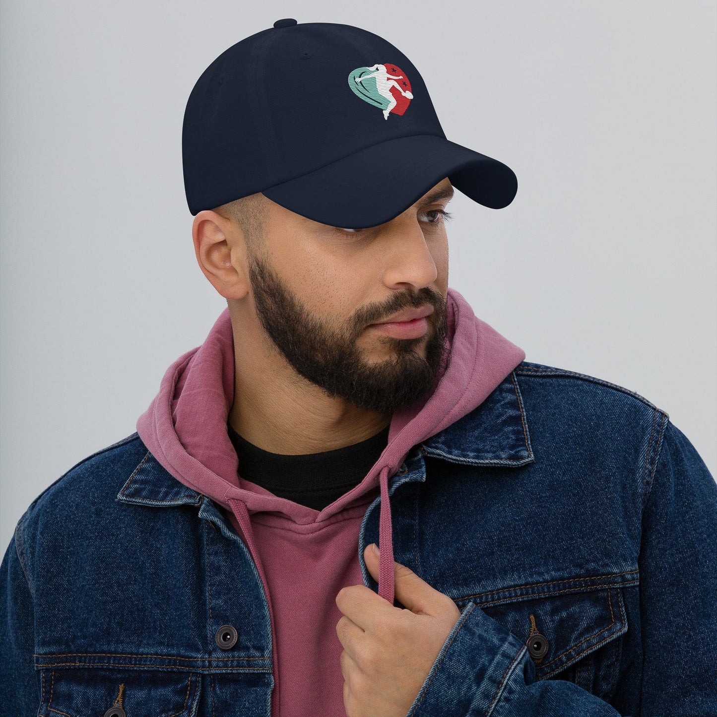 KC Swag Kansas City Current Navy Player Heart Classic Dad Hat worn by male model