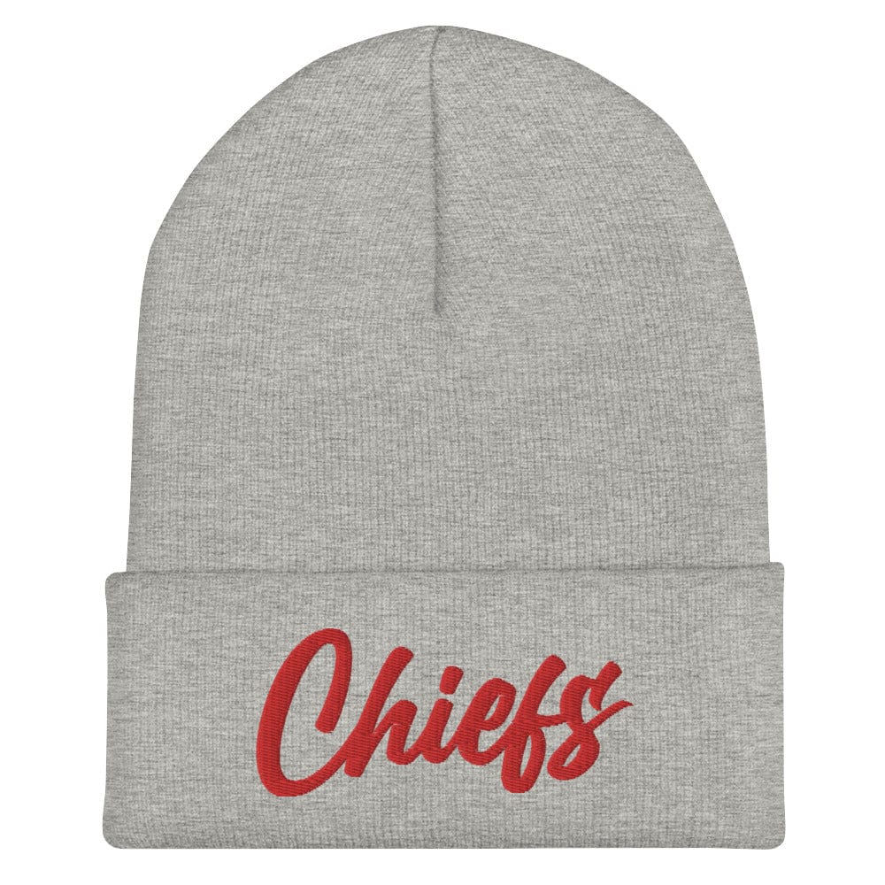 Black/Red Chiefs Script Knit Beanie