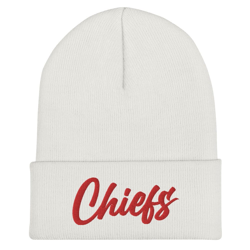 Black/Red Chiefs Script Knit Beanie