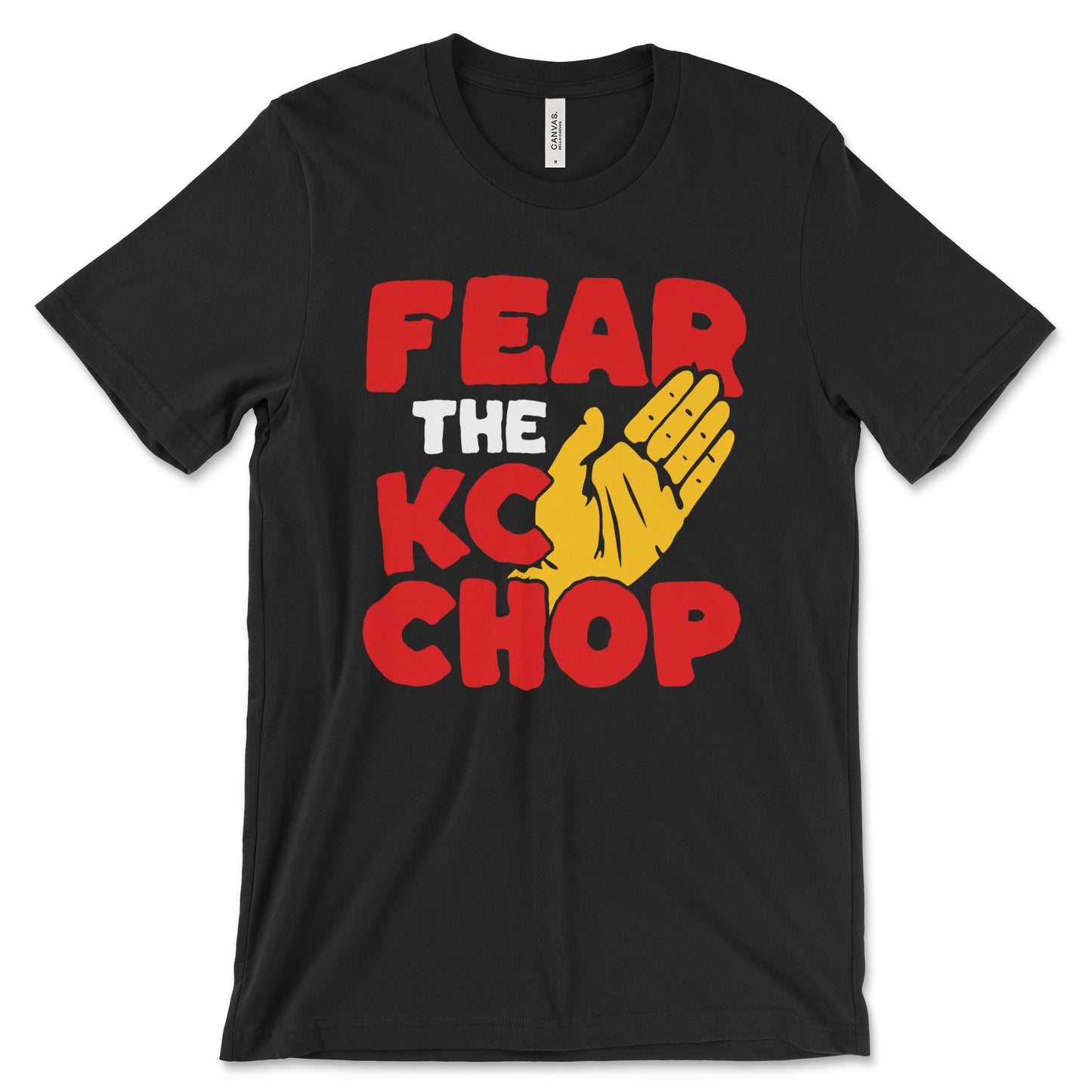 KC Swag - Kansas City Chiefs FEAR THE TOMAHAWK KC CHOP on black unisex t-shirt
