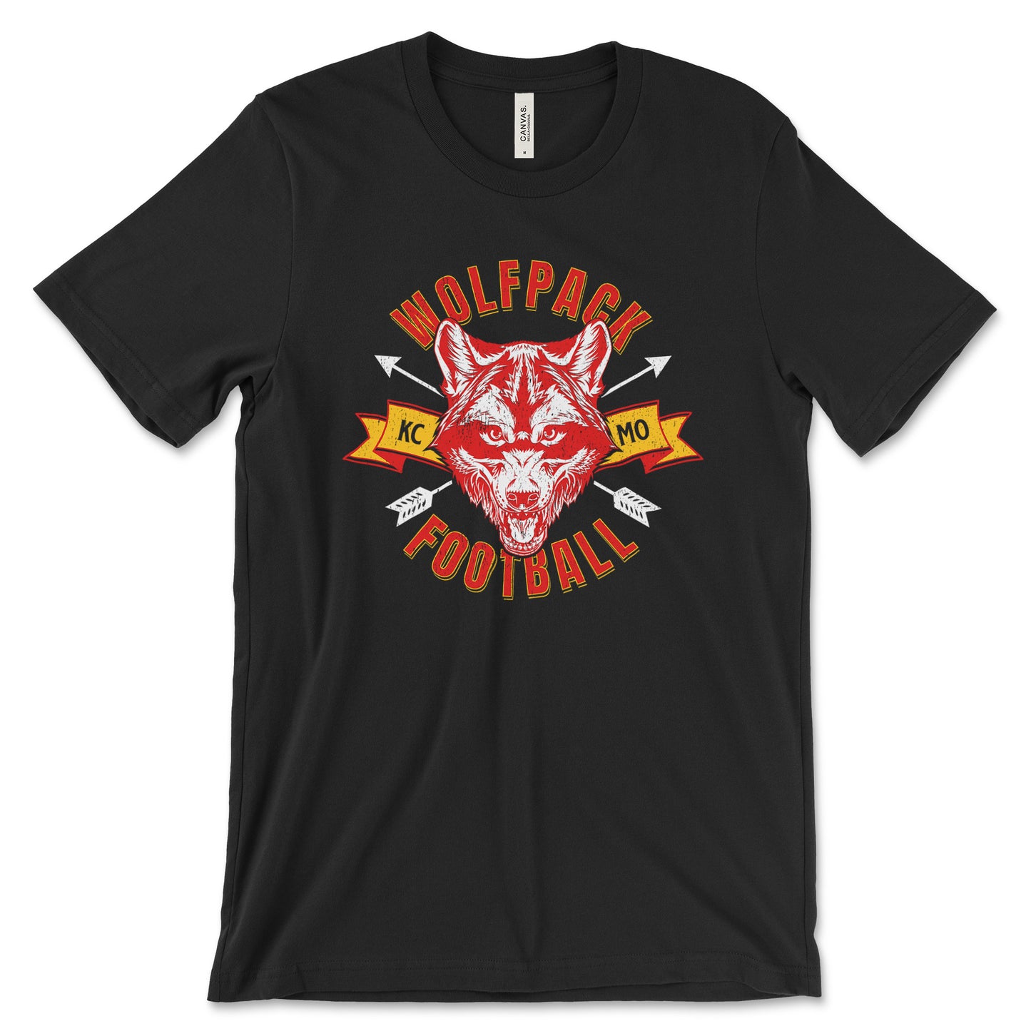 KC Swag - Kansas City Chiefs WOLFPACK FOOTBALL KCMO on black unisex t-shirt