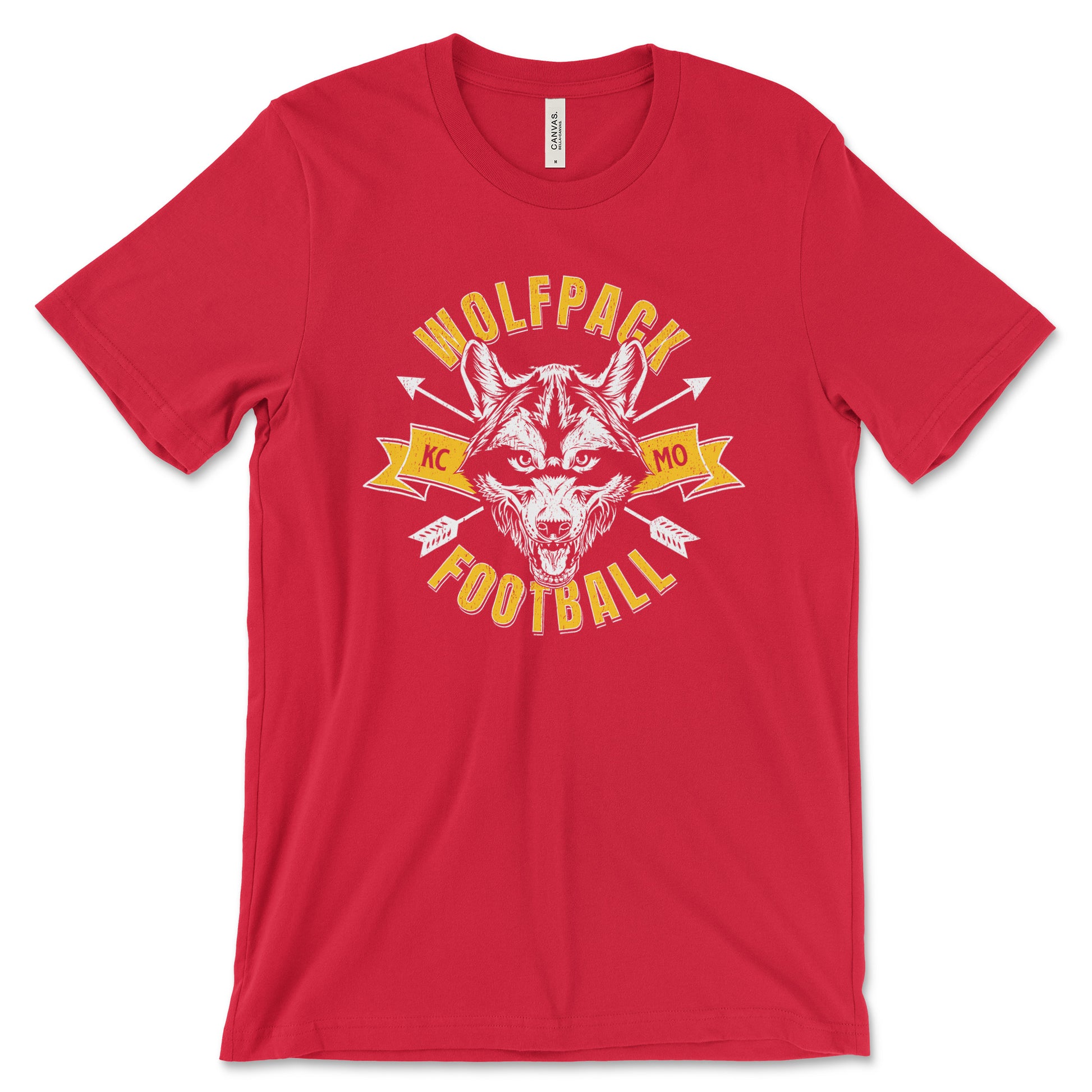 KC Swag - Kansas City Chiefs WOLFPACK FOOTBALL KCMO on red unisex t-shirt