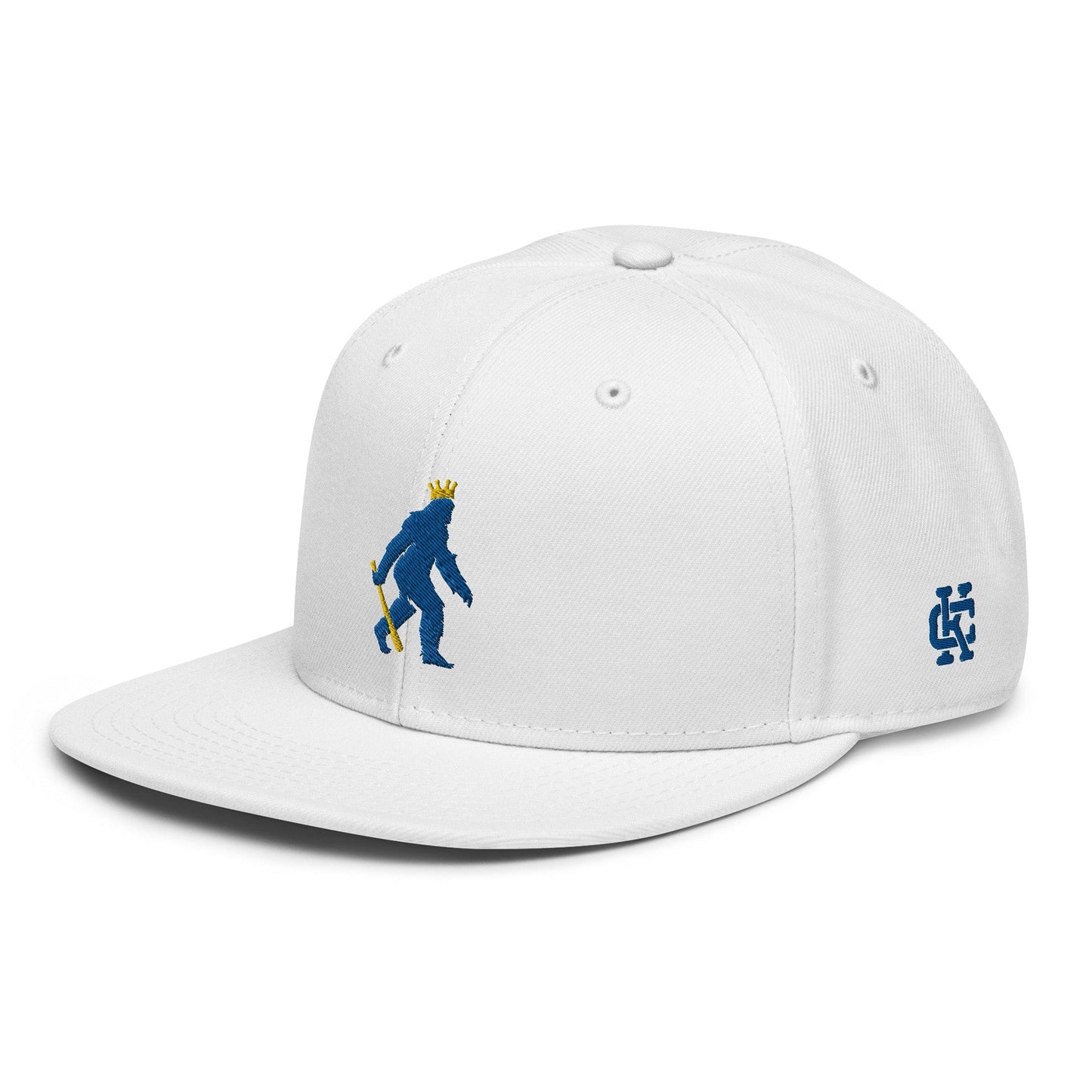 KC Swag Kansas City Royals White Crowned Pasquatch Flat Snapback Hat
