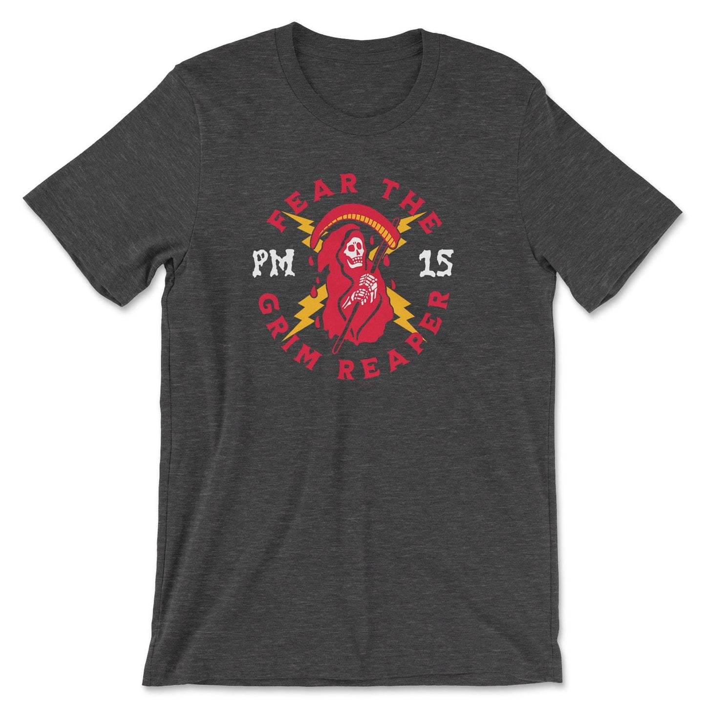 KC Swag Kansas City Chiefs GRIM REAPER PM15 on dark heather grey t-shirt