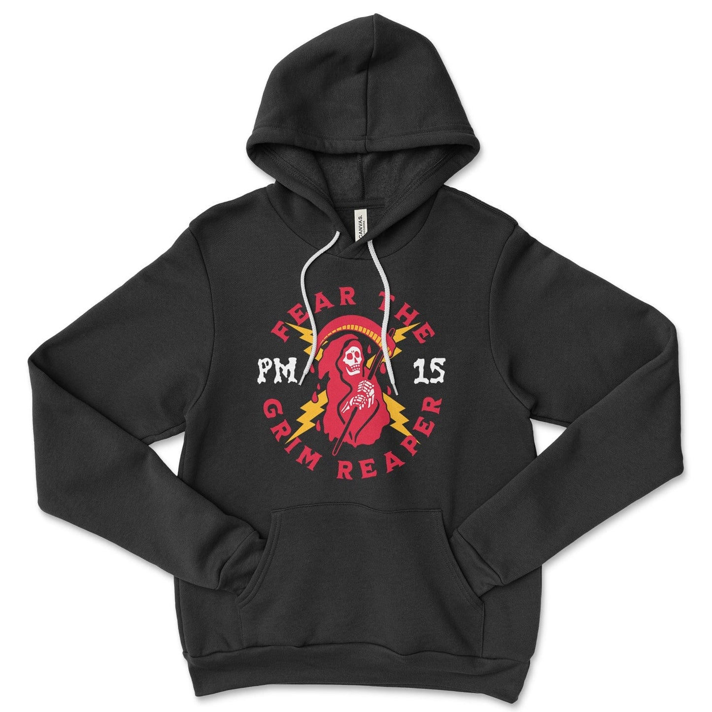KC Swag Kansas City Chiefs GRIM REAPER PM15 on black fleece pull-over hoodie