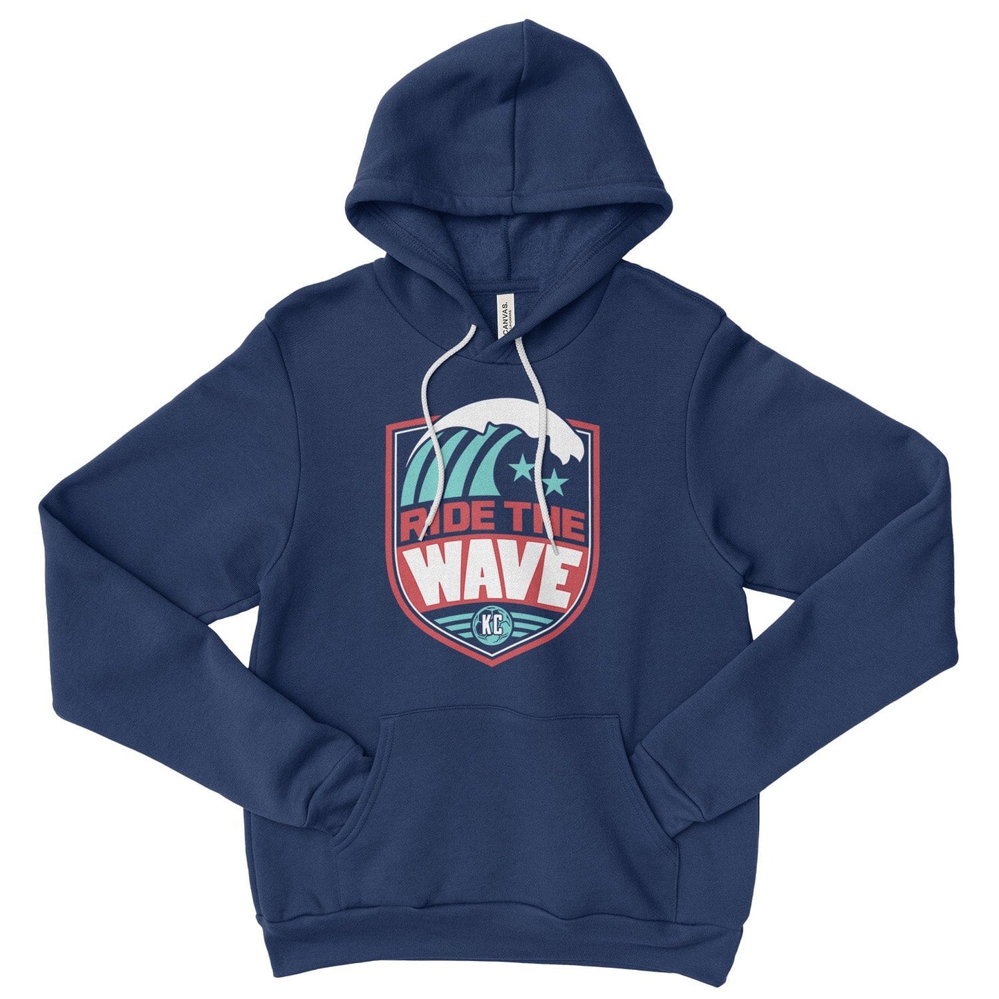 KC Swag Kansas City Current RIDE THE WAVE on navy fleece pullover hoodie