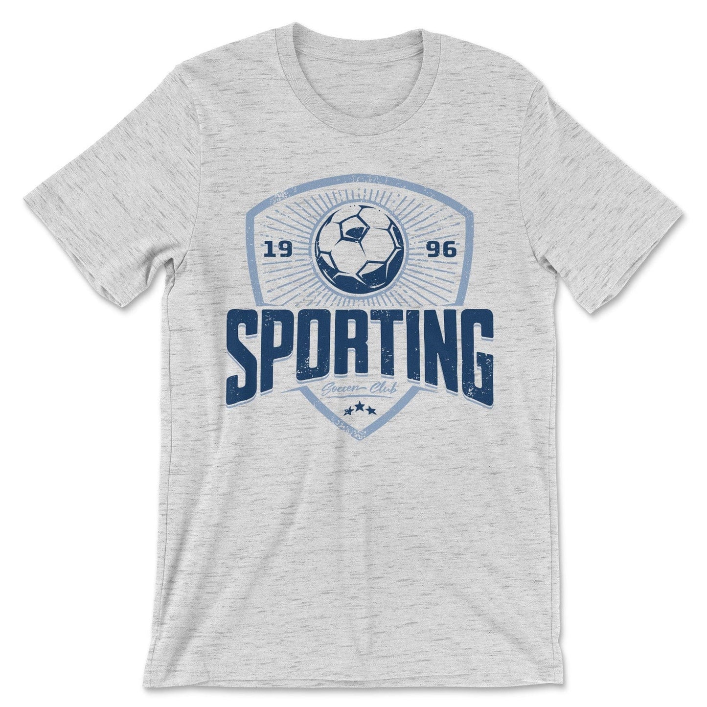 KC Swag Sporting Kansas City navy, powder, white SPORTING CLUB on heather ash unisex t-shirt