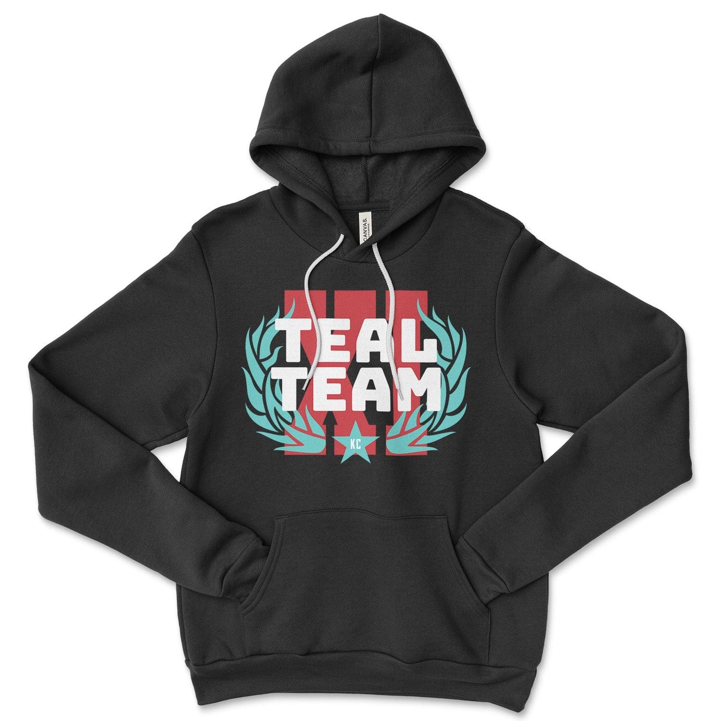 KC Swag Kansas City Current TEAL TEAM XI on black fleece pullover hoodie