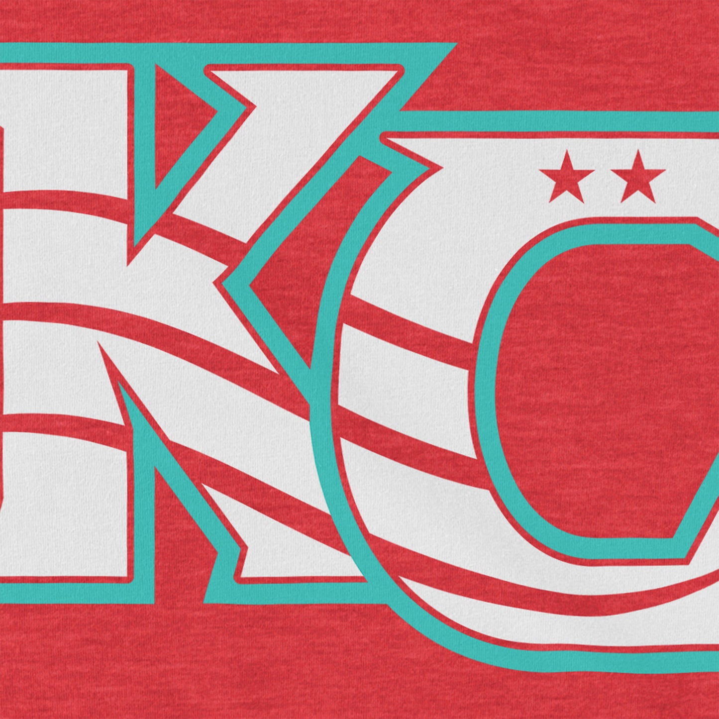 KC Swag Kansas City Current CURRENT KC on heather red unisex t-shirt cloeup details of printed graphics