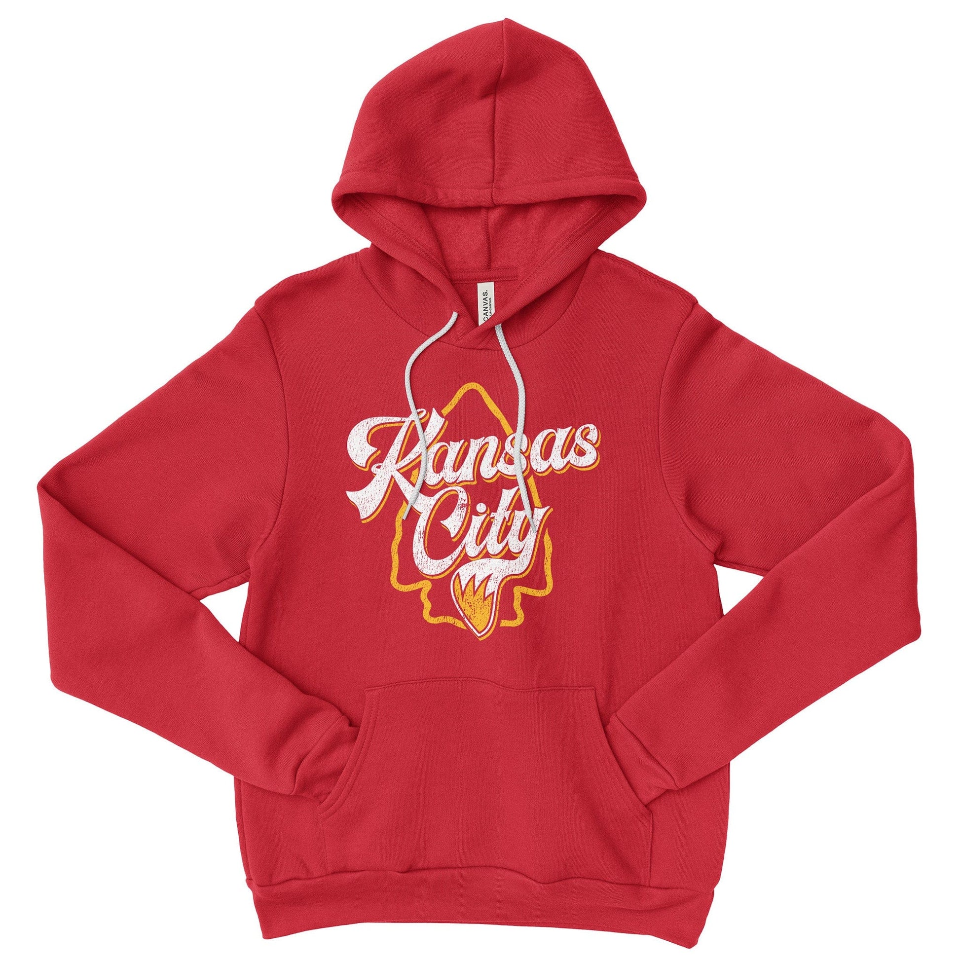 KC Swag | Kansas City Chiefs white/gold KC WOLFTAIL on red sponge-fleece pullover hoodie
