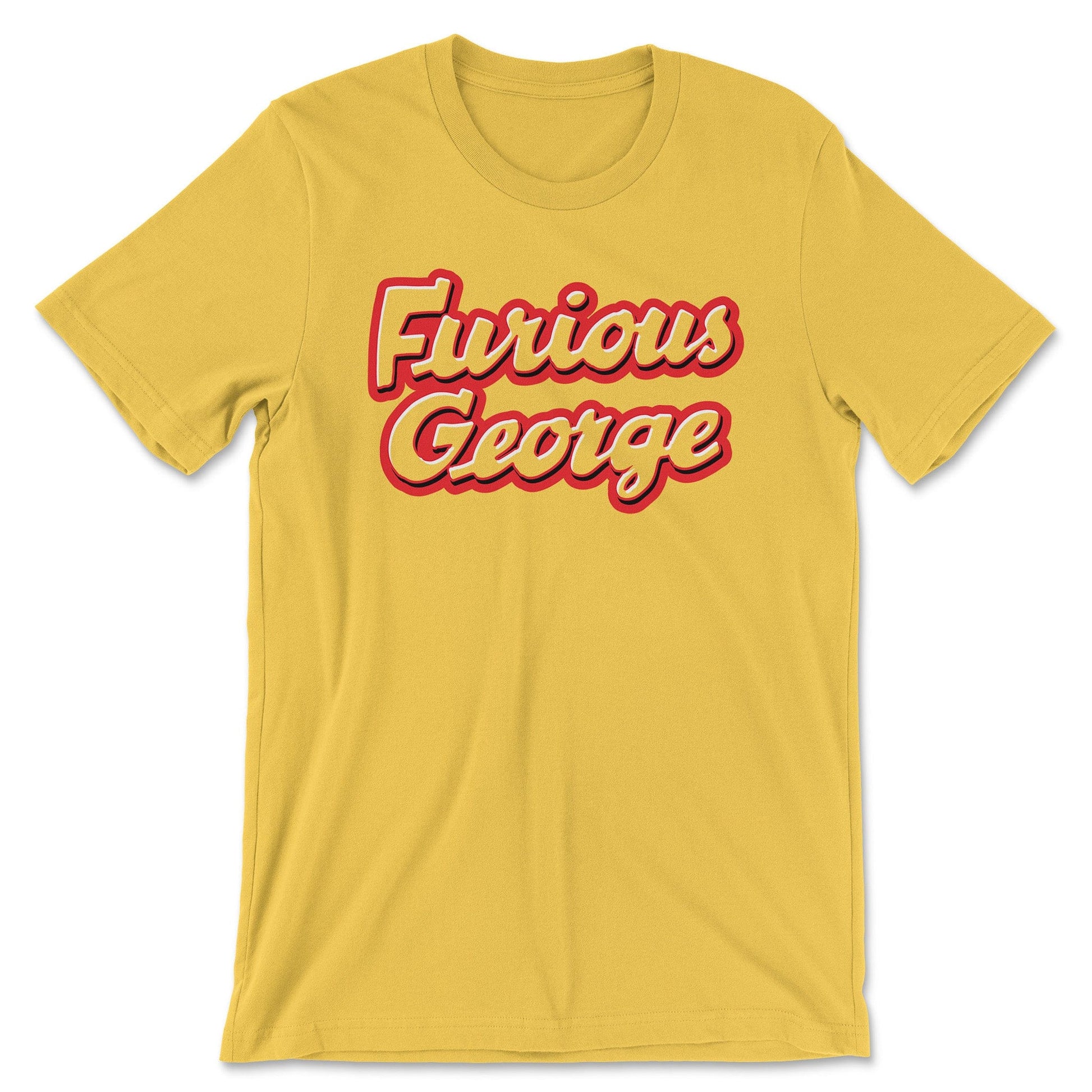 KC Swag | Kansas City Chiefs red & white FURIOUS GEORGE on maize yellow unisex t-shirt