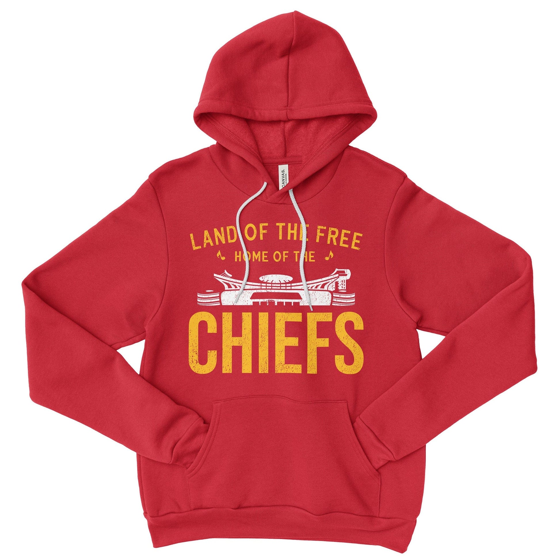 KC Swag | Kansas City Chiefs white/gold HOME OF THE CHIEFS on red sponge-fleece pullover hoodie