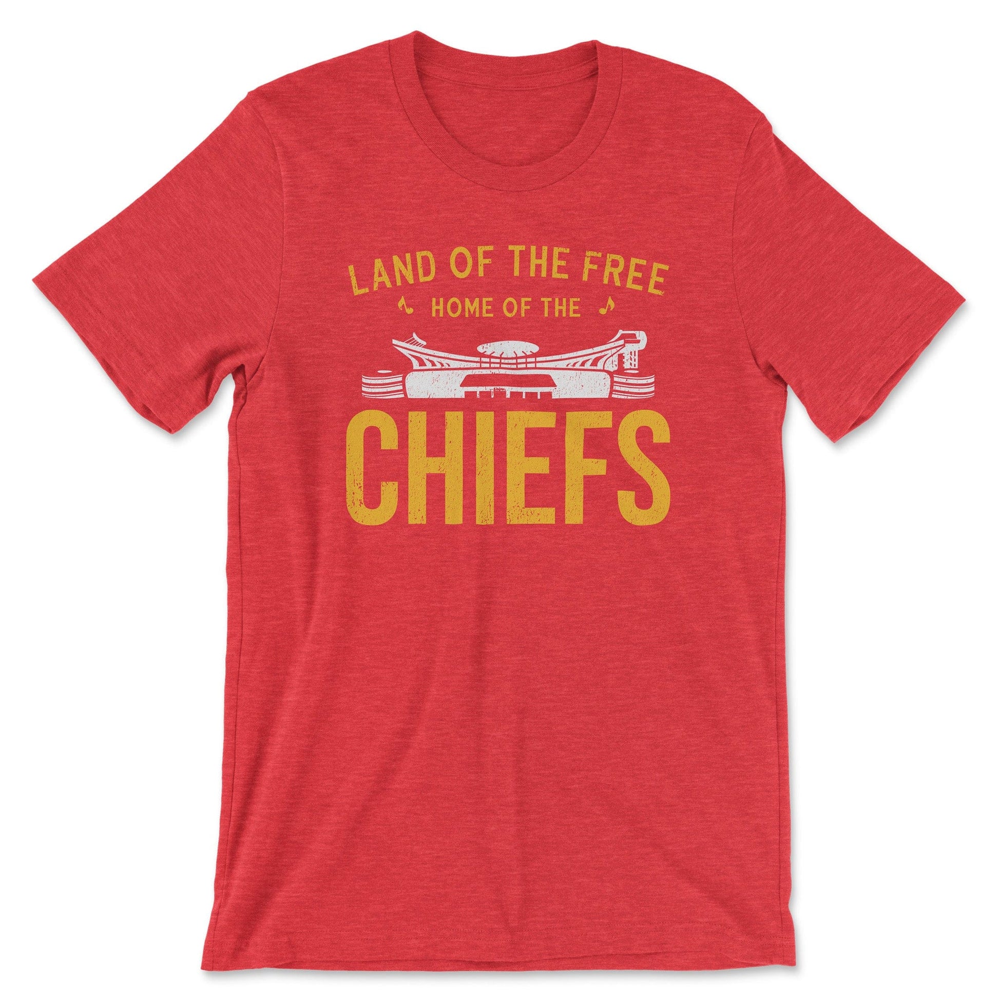 KC Swag | Kansas City Chiefs white & gold HOME OF THE CHIEFS on heather red unisex t-shirt