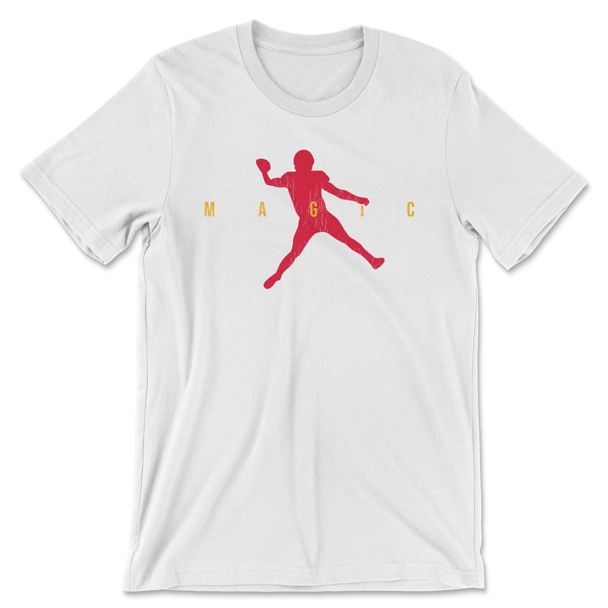 KC Swag | Kansas City Chiefs red & gold MAGIC AIR MAHOMIE on a white unisex t-shirt