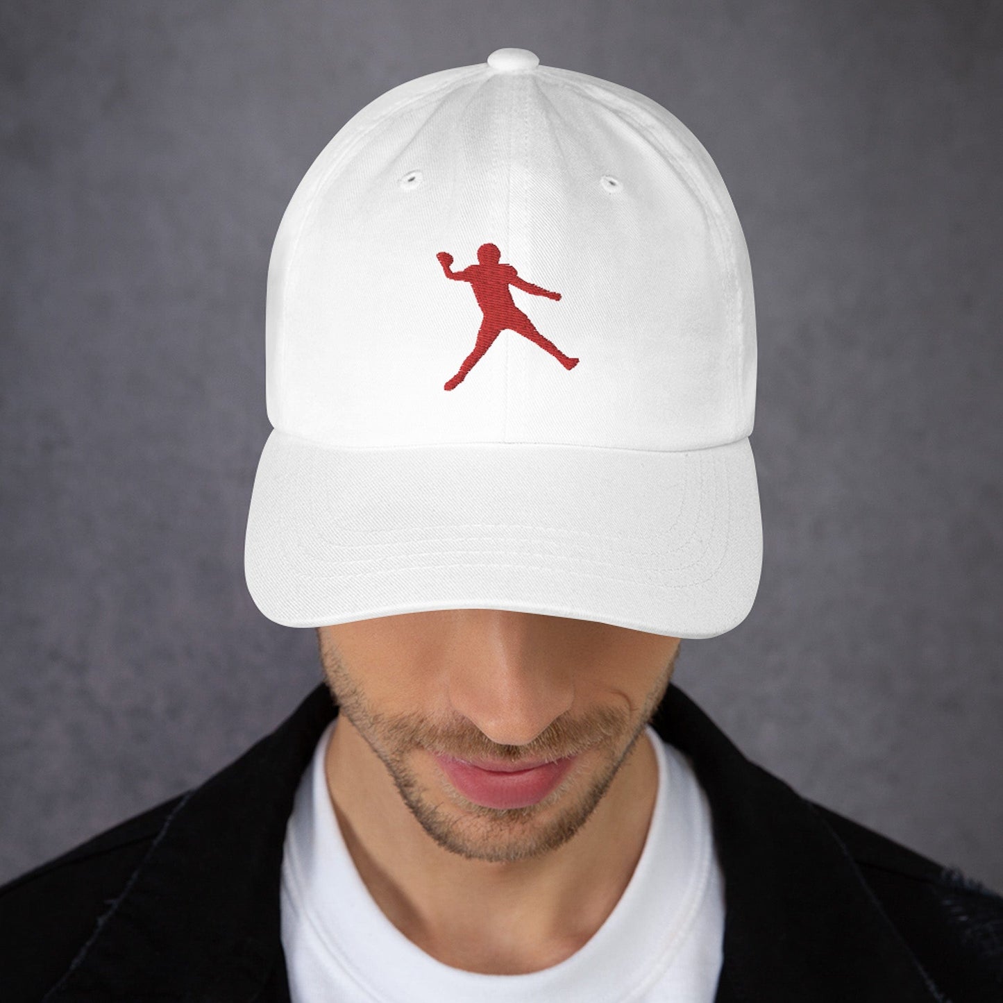 KC SWag Kansas City Chiefs White Air Mahomes Classic Dad hat worn by male model