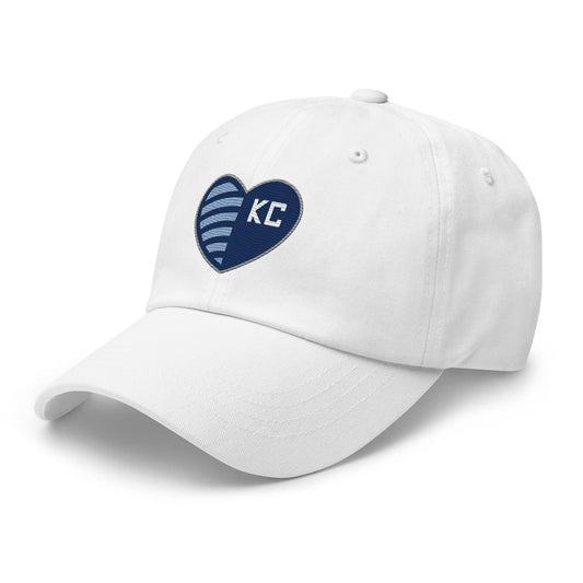 KC Swag Sporting Kansas City White Striped Heart Classic Dad Hat