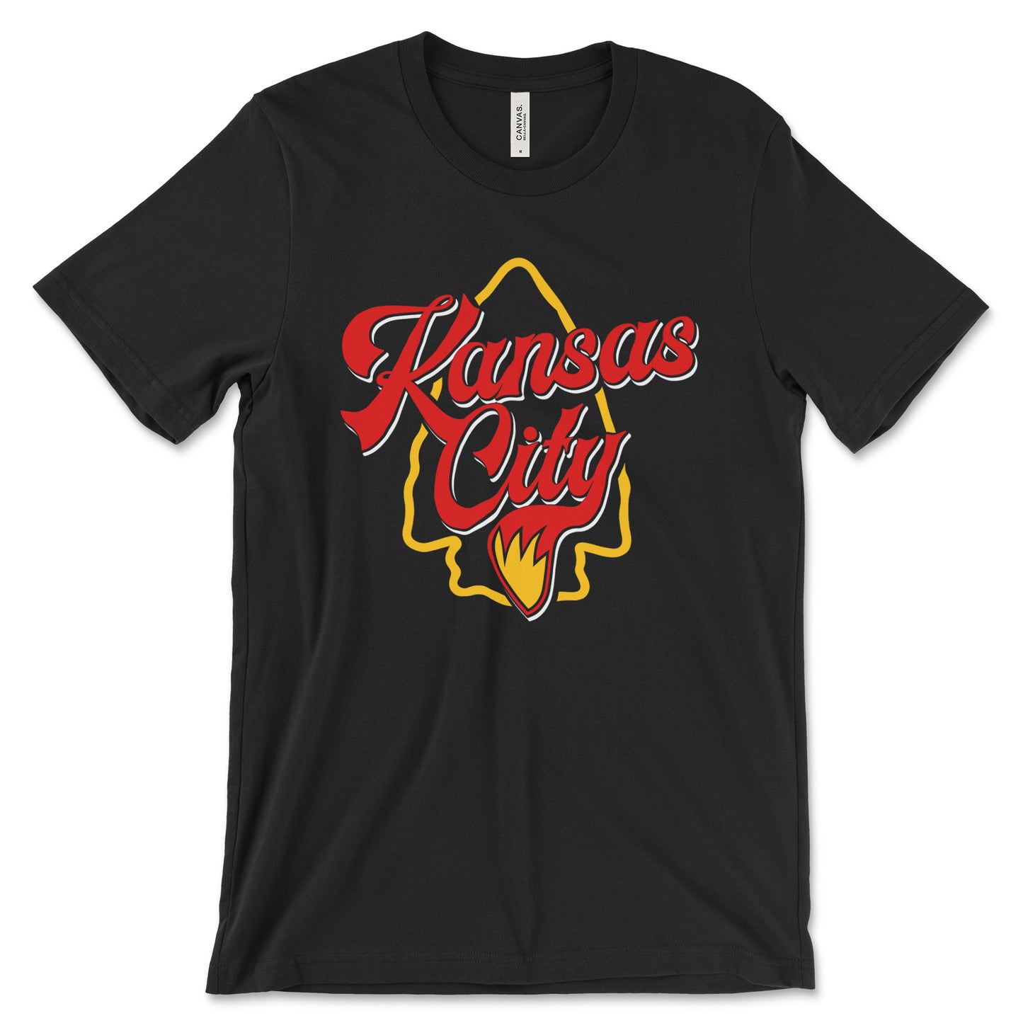 KC Swag - Kansas City Chiefs KANSAS CITY WOLF TAIL ARROWHEAD on black unisex t-shirt