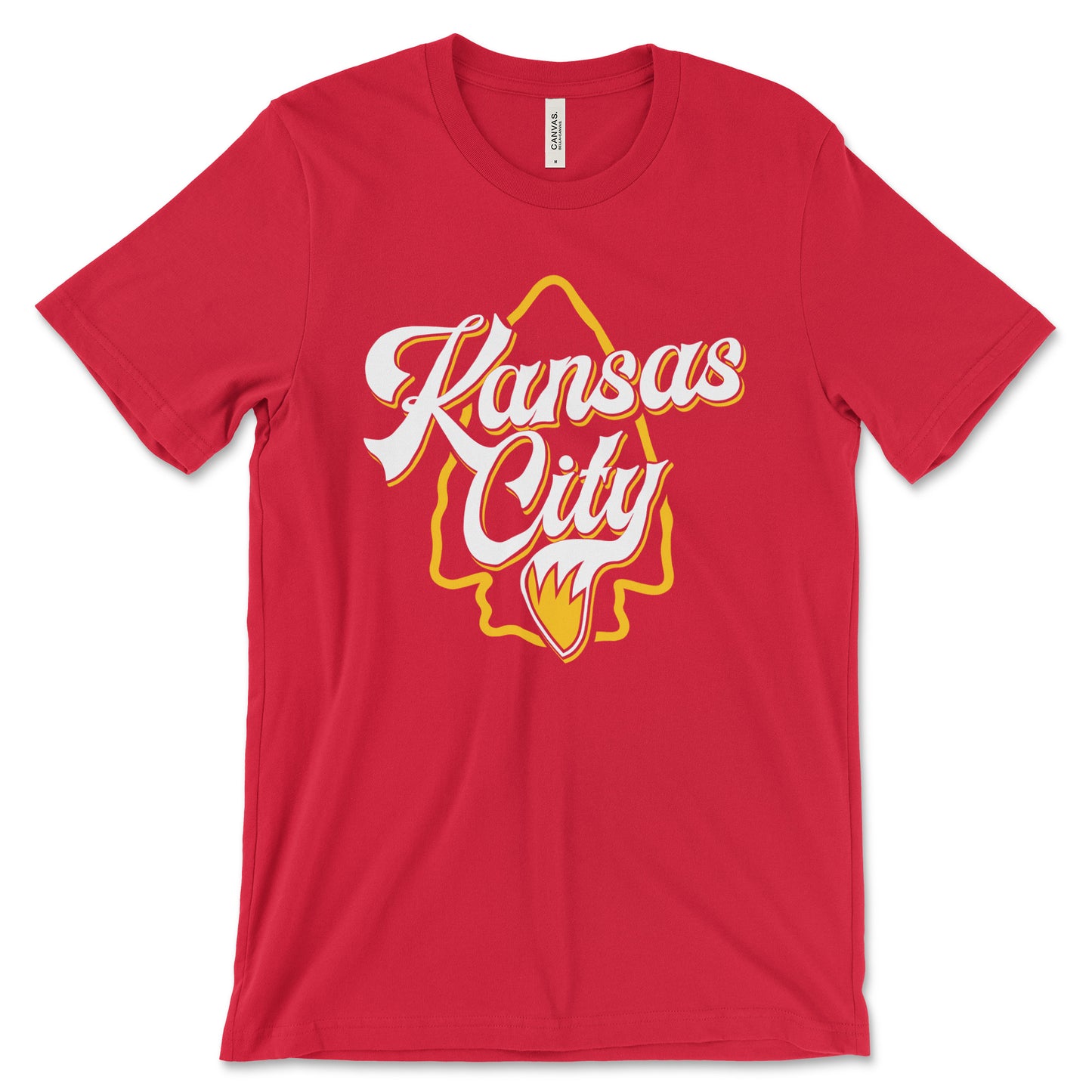 KC Swag - Kansas City Chiefs KANSAS CITY WOLF TAIL ARROWHEAD on red unisex t-shirt