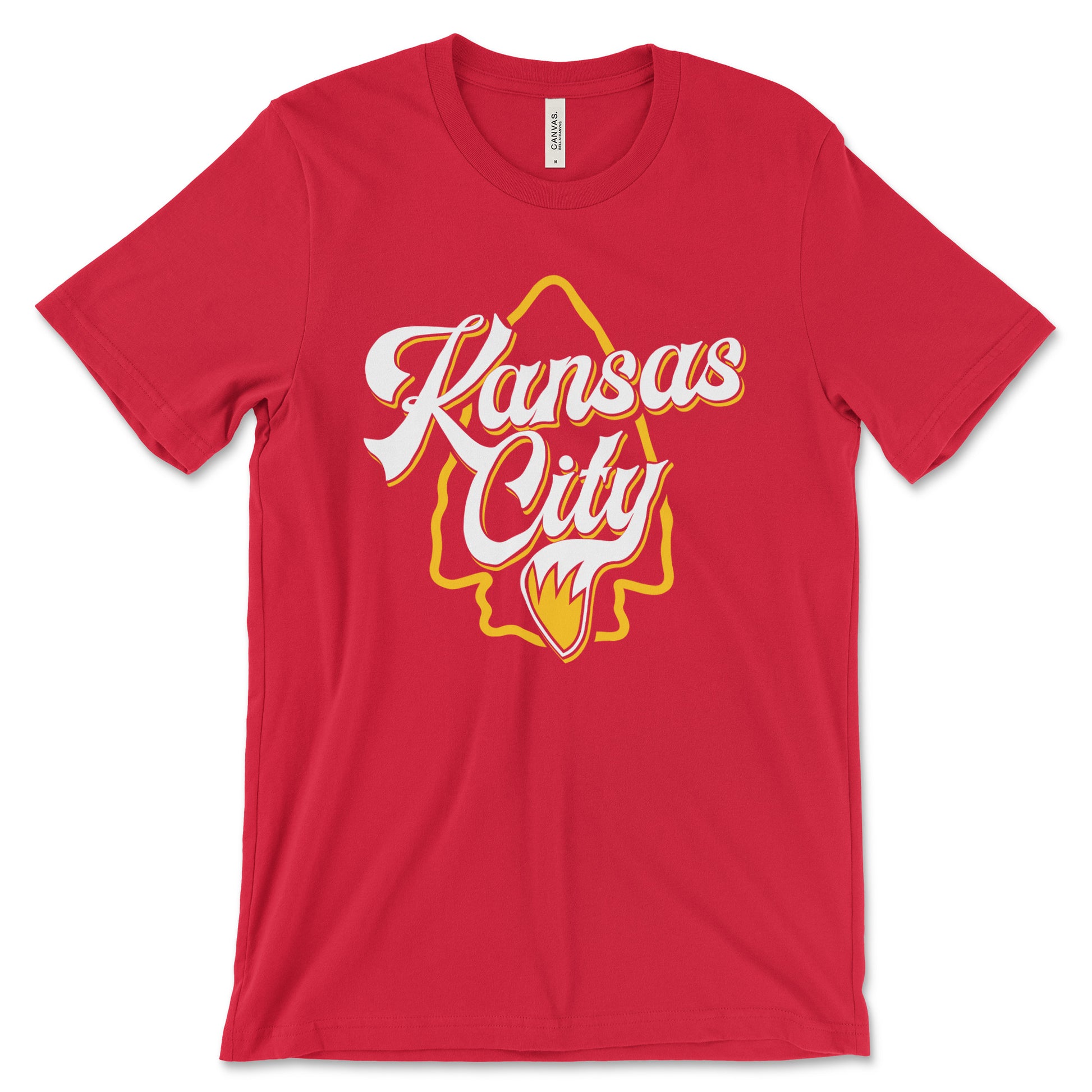 KC Swag - Kansas City Chiefs KANSAS CITY WOLF TAIL ARROWHEAD on red unisex t-shirt