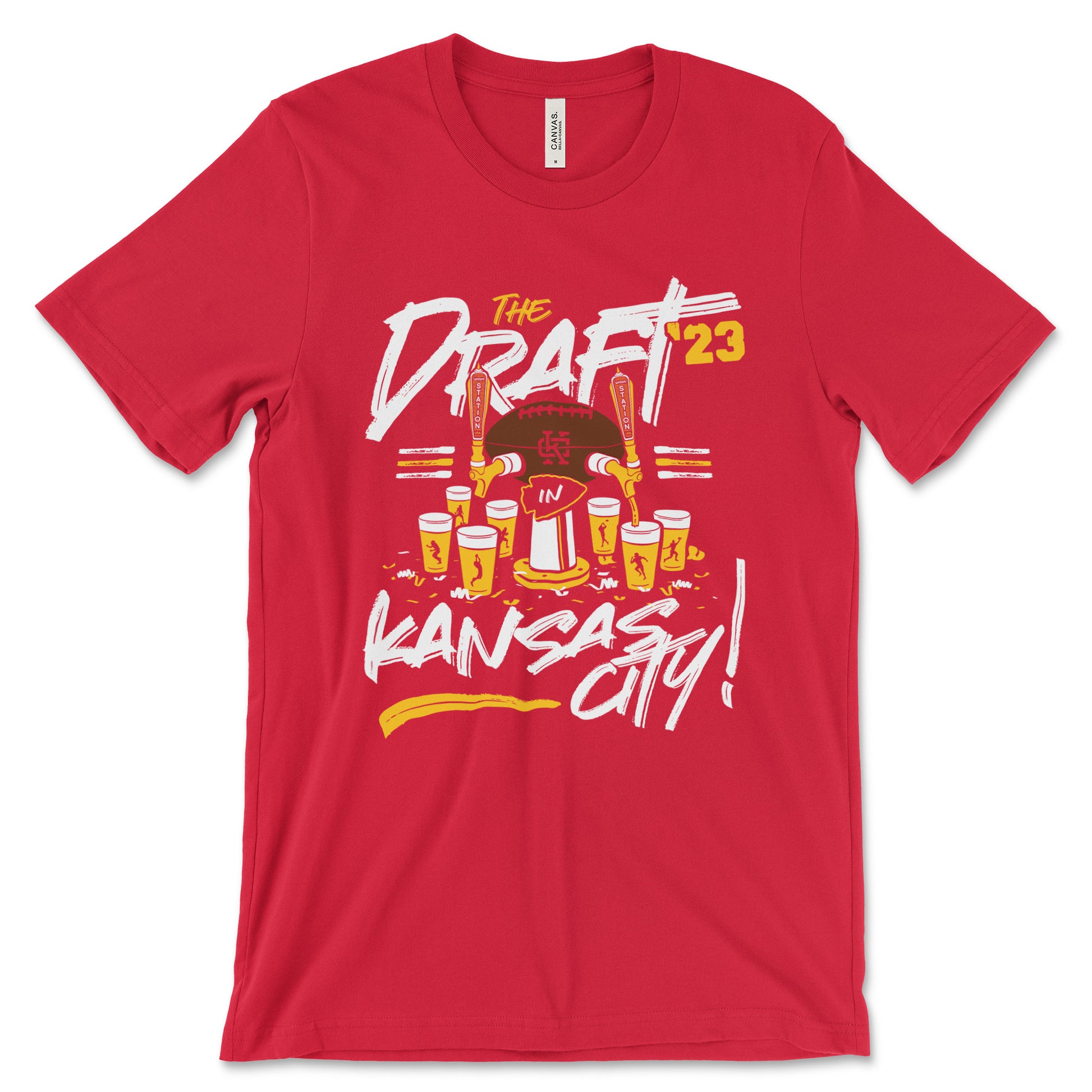 KC Swag - Kansas City Chiefs 2023 NFL DRAFT IN KC UNION STATION on red unisex t-shirt