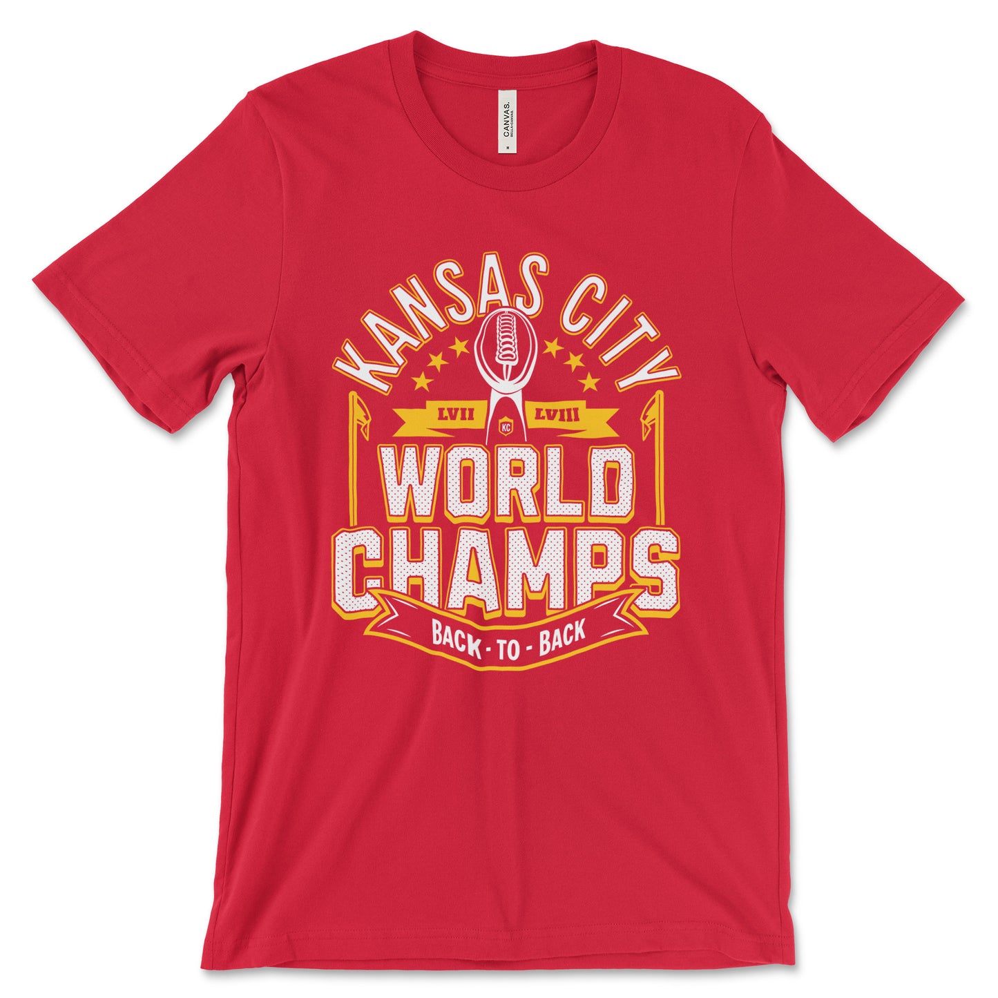 KC Swag - Kansas City Chiefs KANSAS CITY WORLD CHAMPS BACK TO BACL LVII LVIIIon red unisex t-shirt