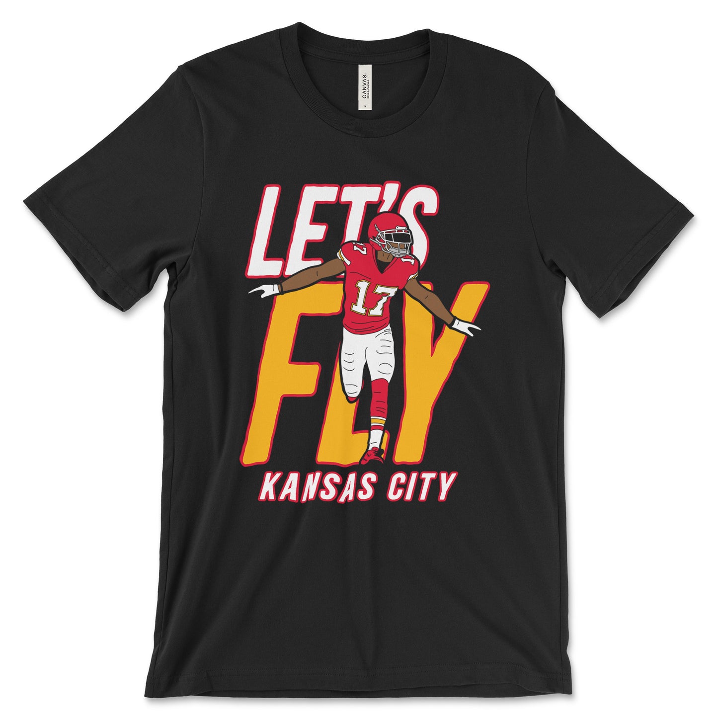 KC Swag - Kansas City Chiefs LET'S FLY HARDMAN KANSAS CITY on black unisex t-shirt