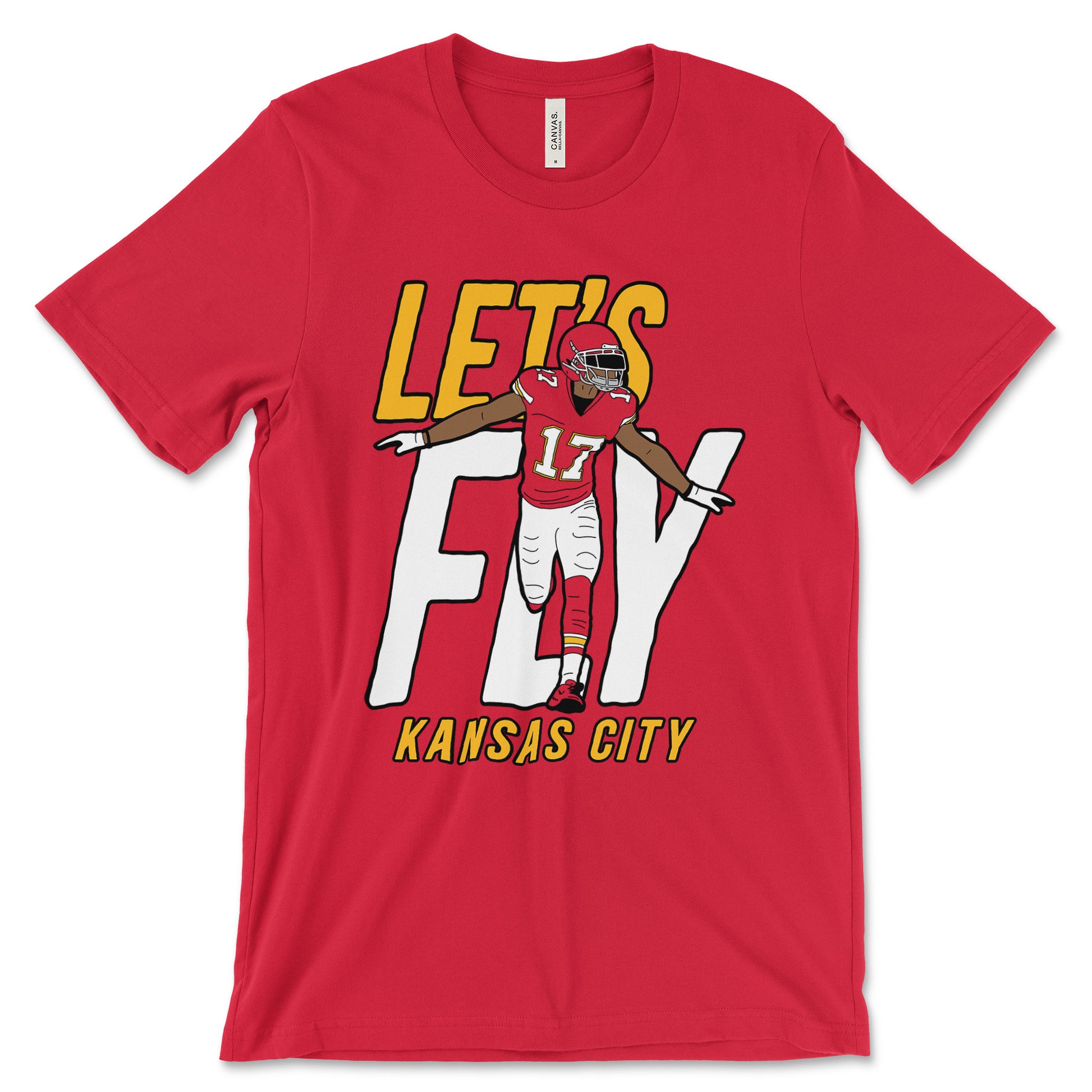 KC Swag - Kansas City Chiefs LET'S FLY HARDMAN KANSAS CITY on red unisex t-shirt