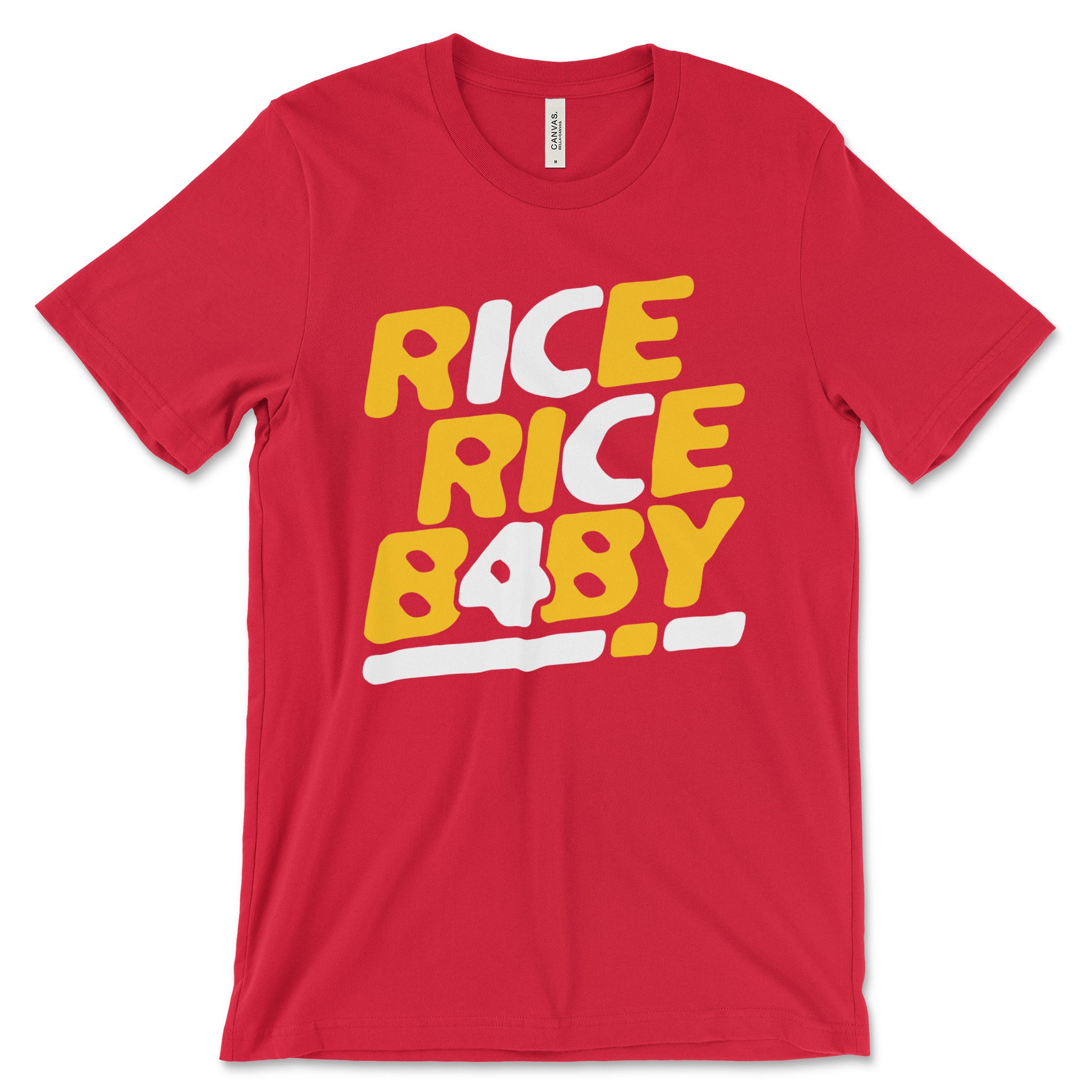 KC Swag - Kansas City Chiefs RICE RICE BABY KC 4 on red unisex t-shirt