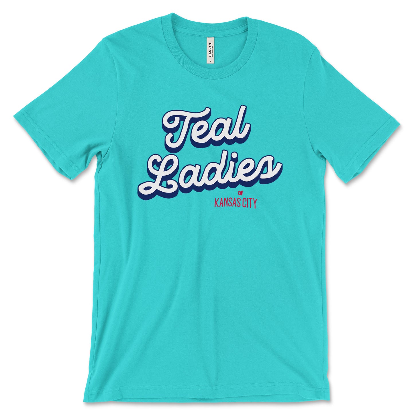 KC Swag - Kansas City Current, Retro teal Ladies Of KC design on teal unisex t-shirt