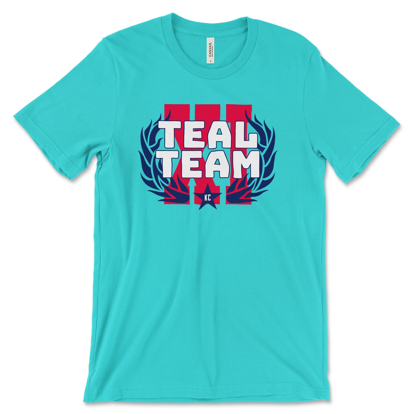 KC Swag - Kansas City Current, Teal Team XI design on teal unisex t-shirt