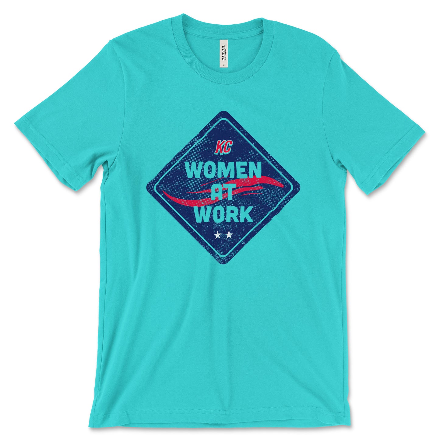 KC Swag - Kansas City Current, Women At Work Construction Sign design on a teal unisex t-shirt