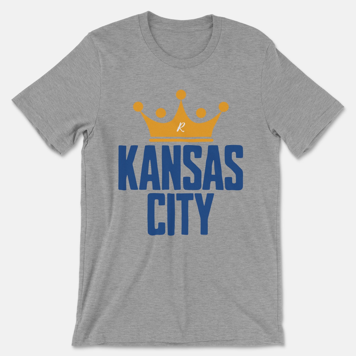 KC Swag - Kansas City Royals, Crowned KC design on athletic heather grey unisex t-shirt 