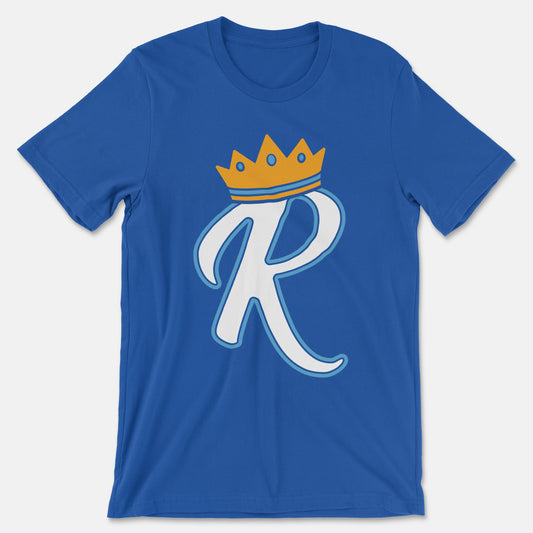 KC Swag - Kansas City Royals, Crown R design on royal blue unisex t-shirt 