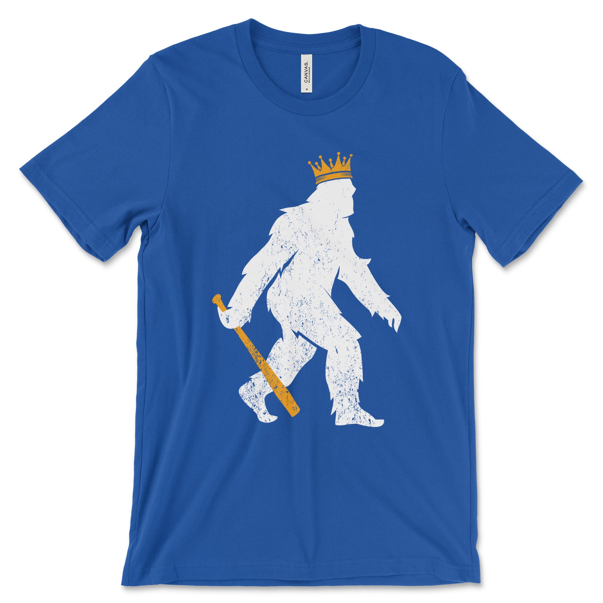 KC Swag - Kansas City Royals, Crowned Pasquatch design on royal blue unisex t-shirt 