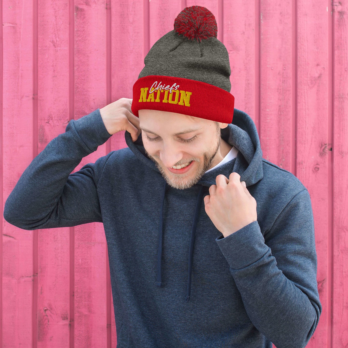 Red/Gold/White Chiefs Nation Pom-Pom Beanie