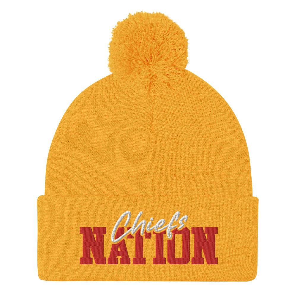 Red/Gold/White Chiefs Nation Pom-Pom Beanie