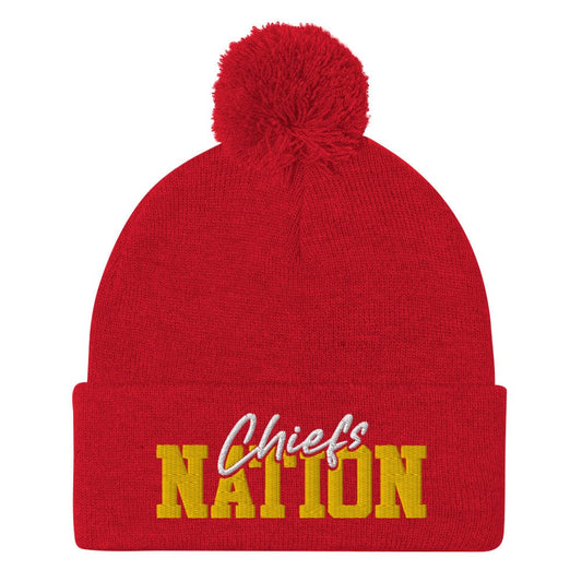 Red/Gold/White Chiefs Nation Pom-Pom Beanie