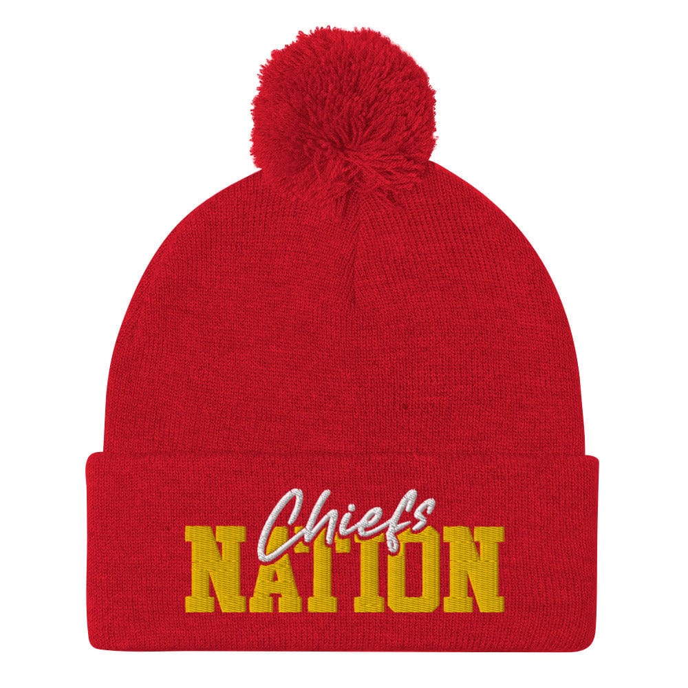 Gold/Red/White Chiefs Nation Pom-Pom Beanie