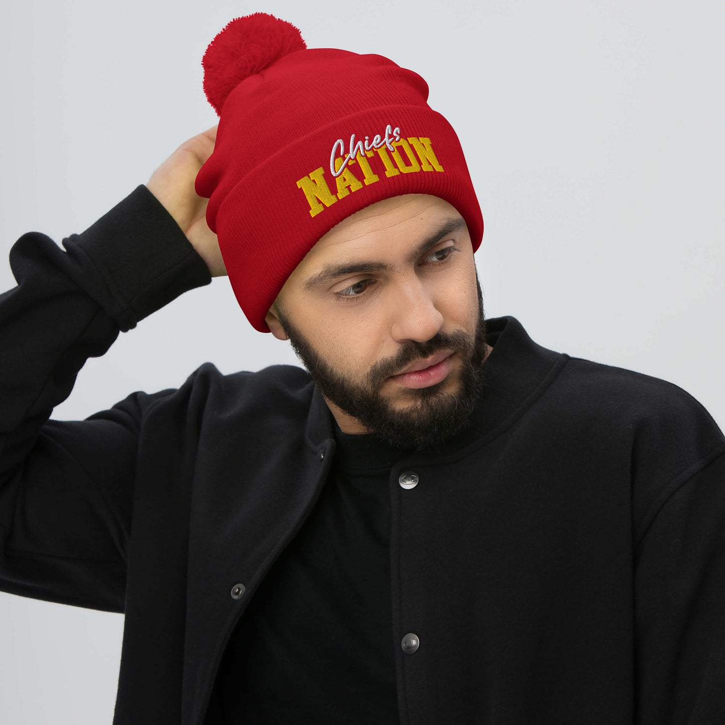 Red/Gold/White Chiefs Nation Pom-Pom Beanie