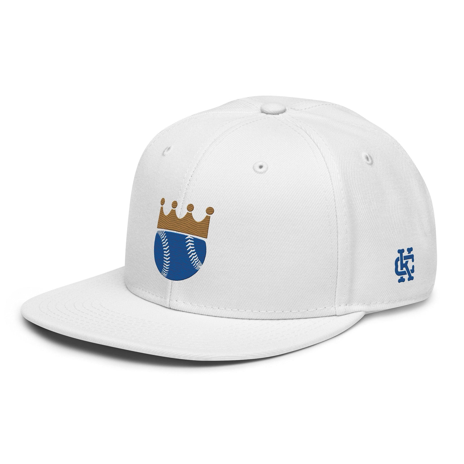 KC Swag Kansas City Royals White Crowned Baseball Flat Snapback Hat