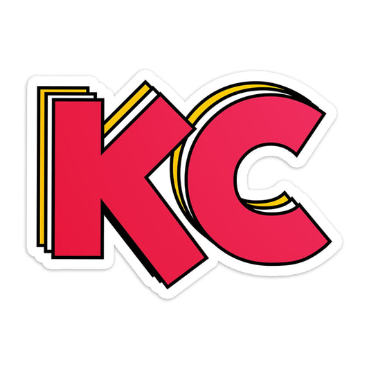 KC Swag Kansas City Chiefs red, yellow STACKED RED KC vinyl die cut decal sticker 