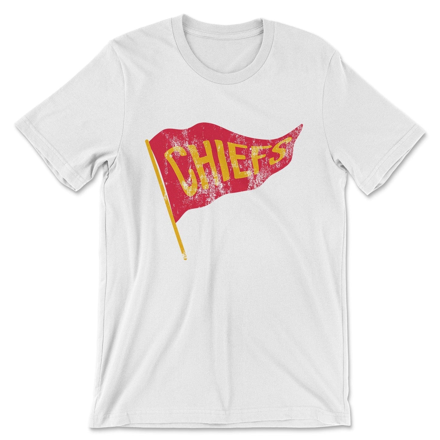 KC Swag Kansas City Chiefs red/yellow CHIEFS PENNANT on white t-shirt