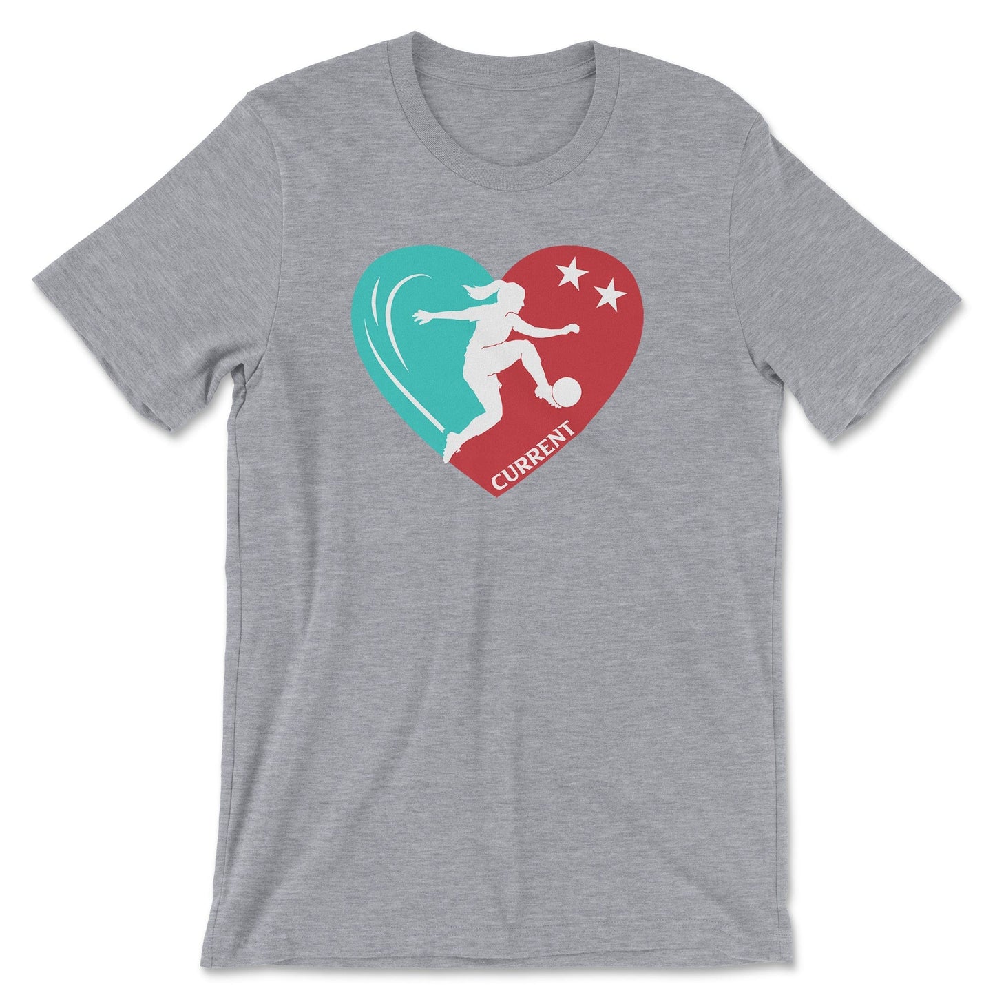 KC Swag Kansas City Current PLAYER HEART on an athletic heather grey unisex t-shirt