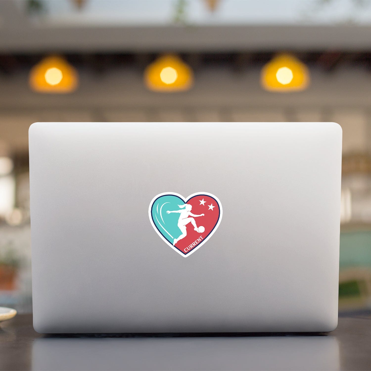 KC Swag Kansas City Current PLAYER HEART die-cut sticker decal made from waterproof vinyl on open laptop back