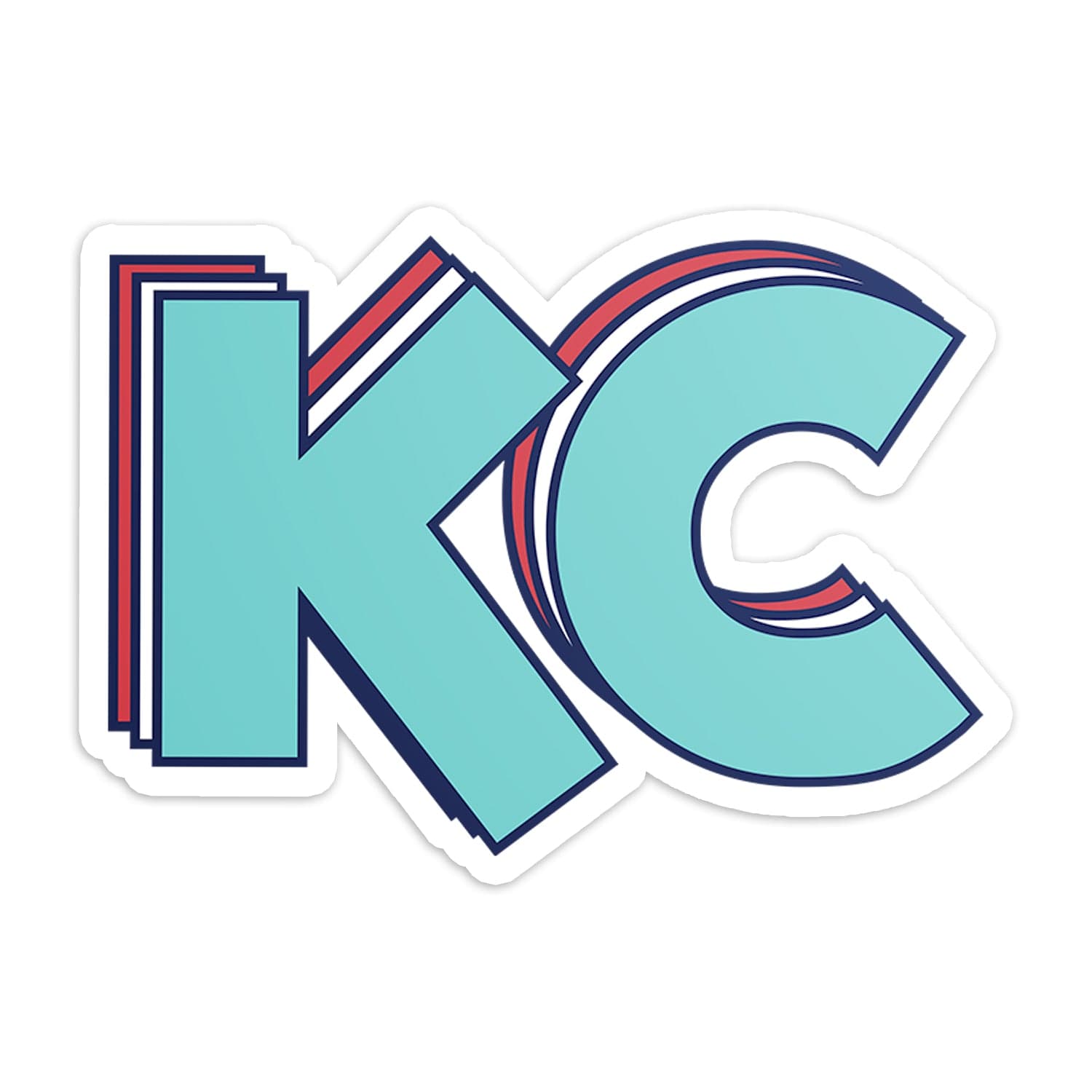 KC Swag Kansas City Current STACKED TEAL KC die-cut sticker decal made from waterproof vinyl 