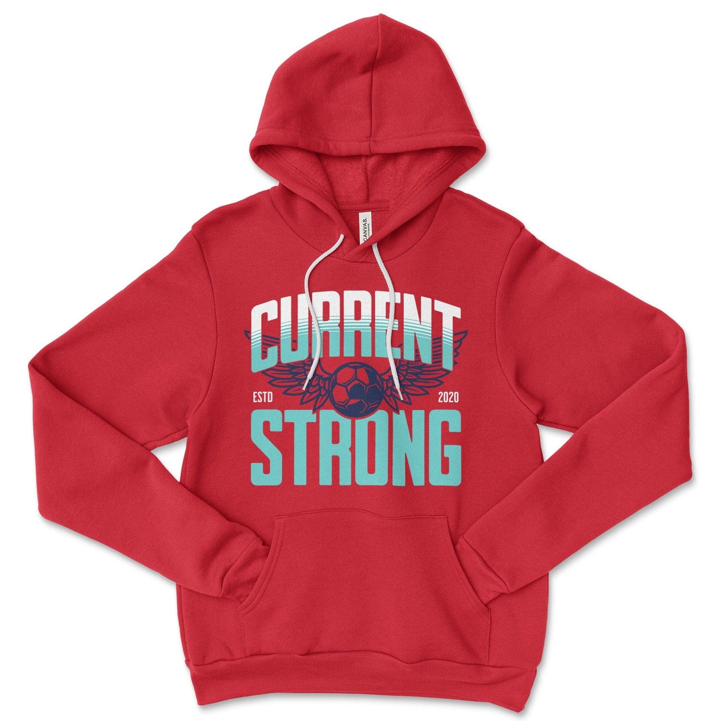 KC Swag Kansas City Current CURRENT STRONG on red fleece pullover hoodie