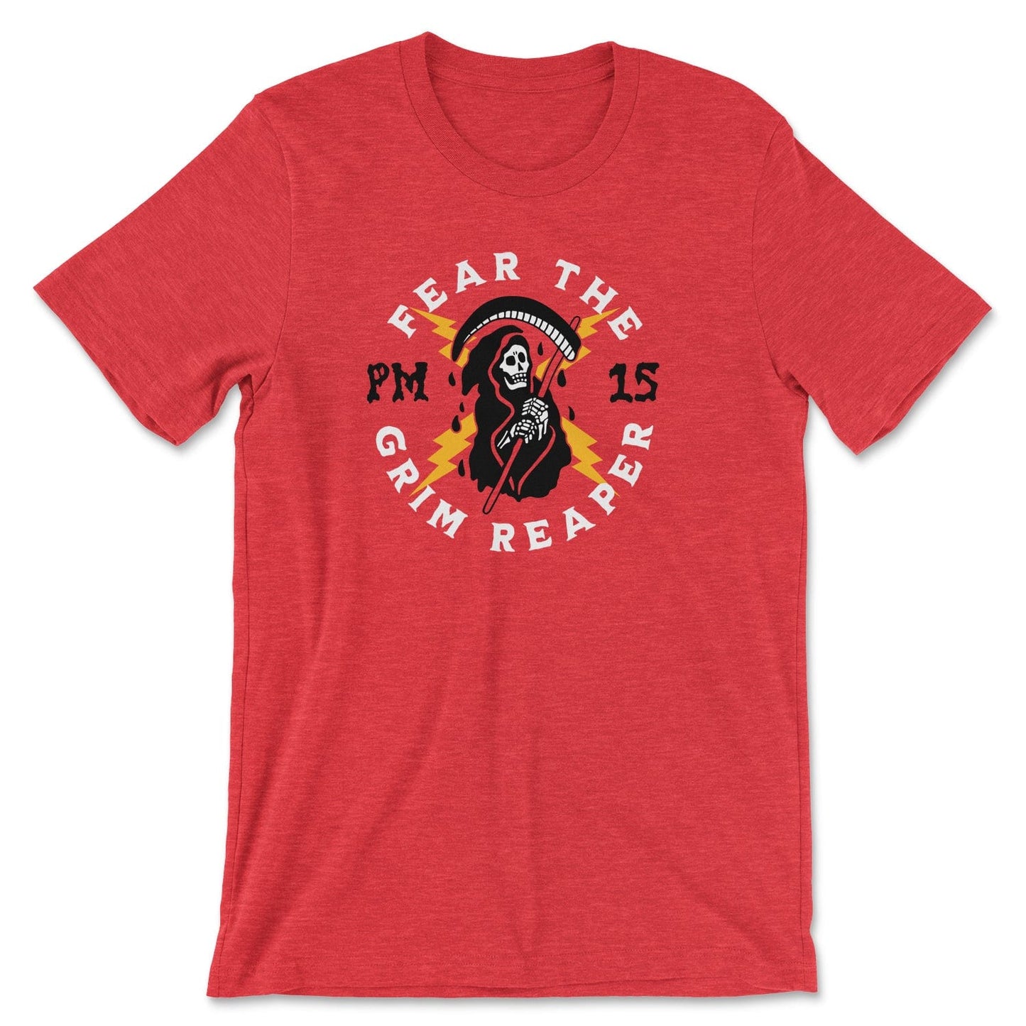 KC Swag Kansas City Chiefs GRIM REAPER PM15 on heather red t-shirt
