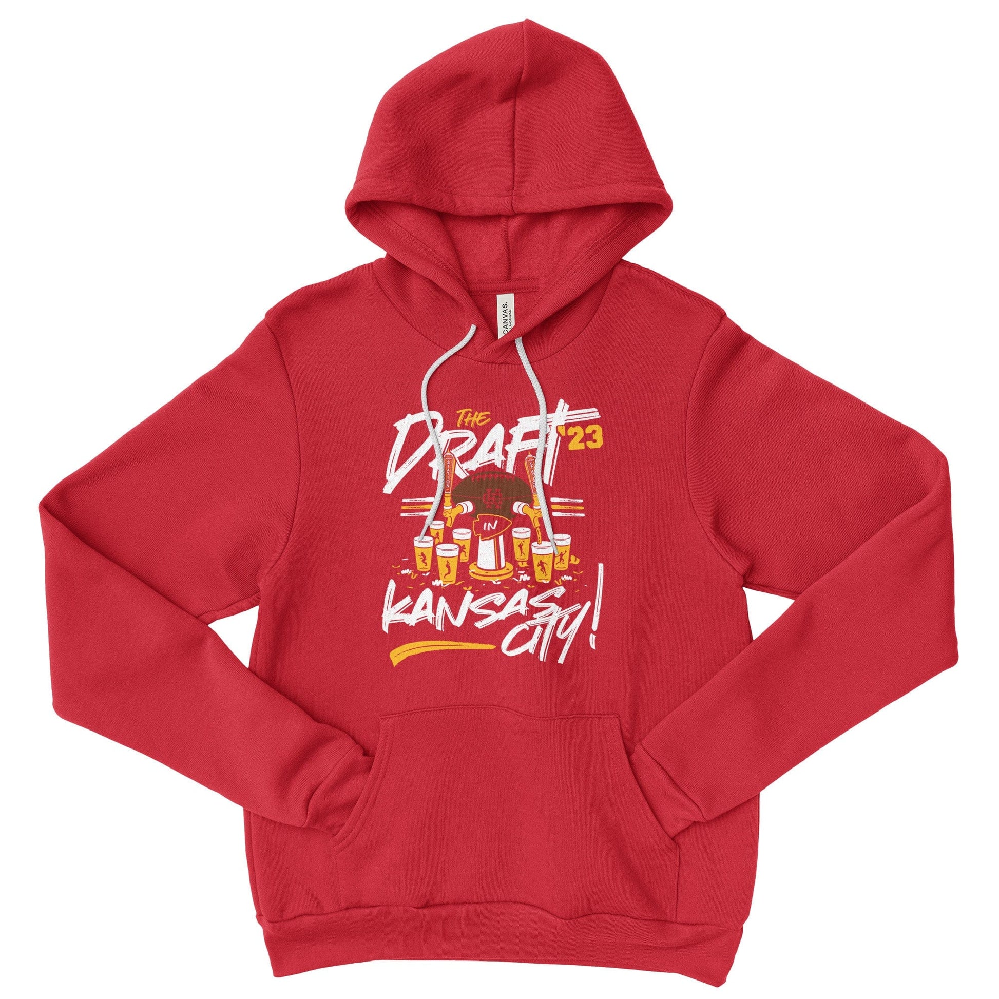 KC Swag Kanssas City Chiefs DRAFTIN' IN KC on red pullover fleece hoodie